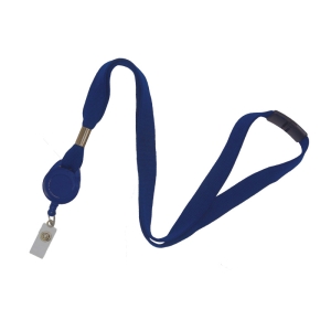 Lanyard with Badge Reel, Breakaway, 16mm, Royal Blue, Pack 100