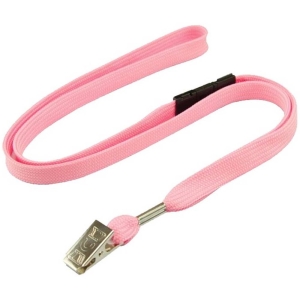 Lanyard with Bulldog Clip, Breakaway, 13mm, Pink, Pack 10