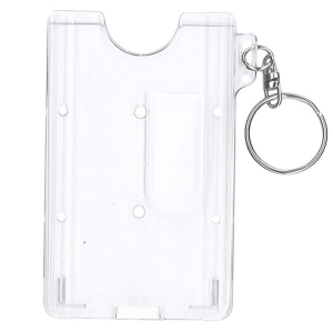  Rigid Card Holder with Key Split Ring Keychain