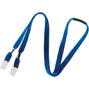 Pack of 100 Lanyards with Dual Bulldog Clips, Breakaway, 10mm, Royal Blue