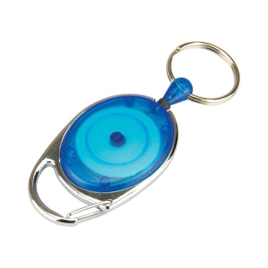 Pack of 10 Key Holder Reel with Split Ring, Carabiner, Blue